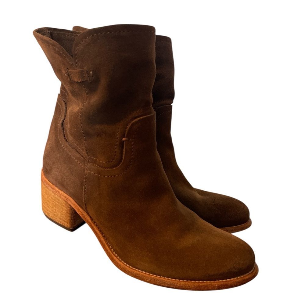 Alberto Fermani Brown Suede Ankle Boots | Italian Western Block Heel 37 7
